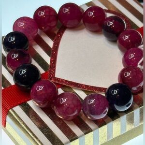 Enhanced Dragon Vein Agate Pink Purple Mix 14mm Size 6.5